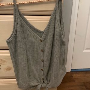Gray button up tank top